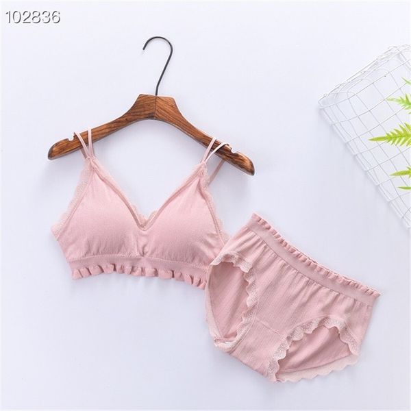 

new women's lace rimless cotton bra elastic detachable breathable comfortable underwear set, Red;black