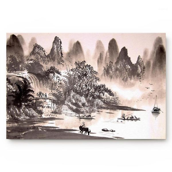 

landscape painting boat mountain living room door mats outdoor/indoor home decoration anti-slip bathroom kitchen mat1