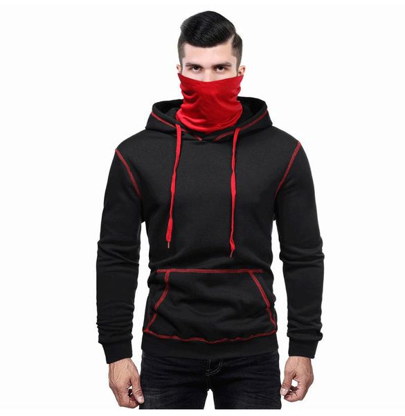 

mens designer hoodies autumn winter solid color panelled casual long sleeve sportsweat sweatshirts fashion male sweatshirt, Black
