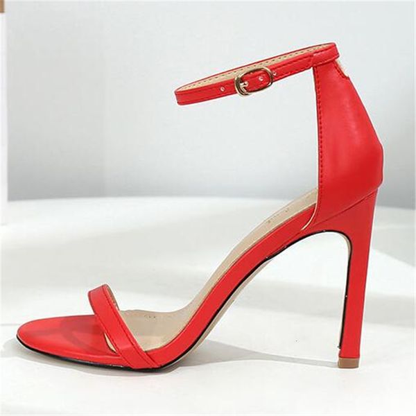 

2021 new summer women's sandals with buckles 6/8/ in high heels tall black white silver red wedding shoes big 33-42 8nq5