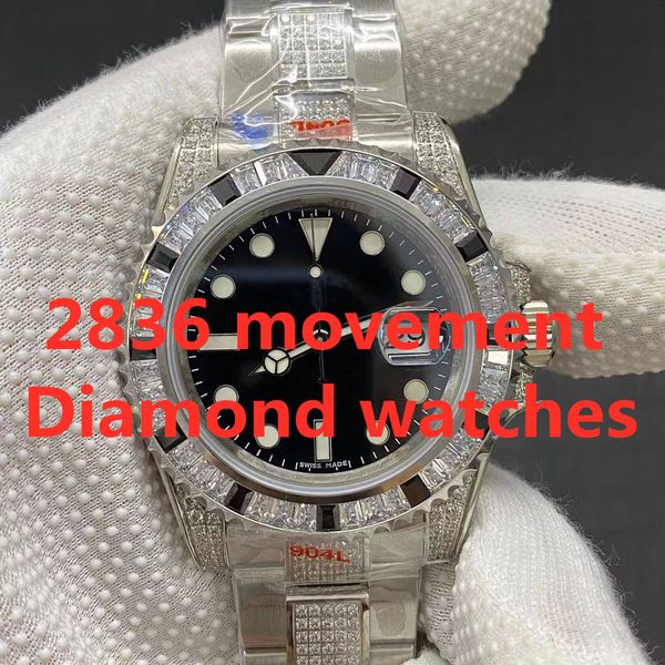 

rof orologio di lusso 40mm sub 904l steel strap movement watches sapphire glass mirror luminous waterproof, men's watches, Slivery;brown