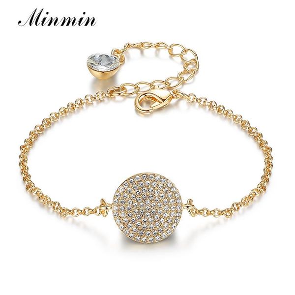 

minmin simple style rircular gold-color crystal bracelet jewelry for women wedding gift wedding bangles msl303, Black