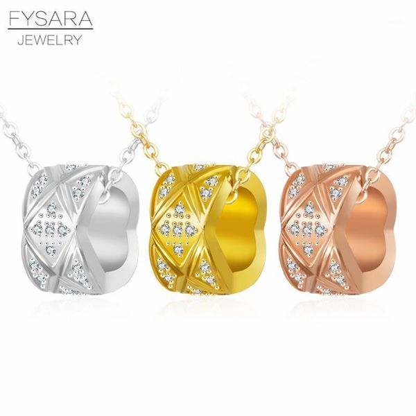 

fysara mesh love necklace pendant micro zirconia crystals short clavicle for women titanium steel luxury jewelry1, Silver