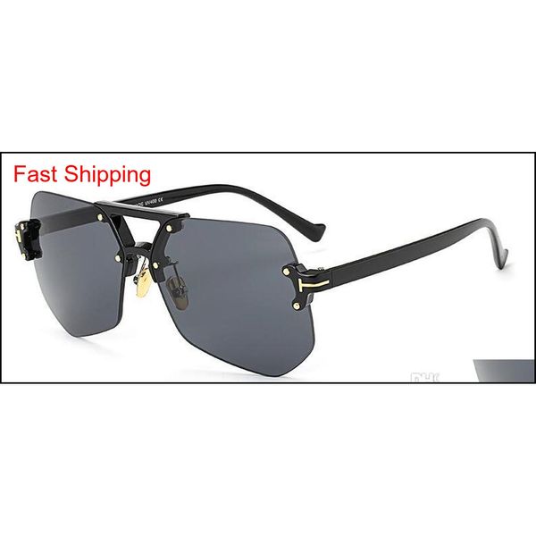 

97301 2017 new transparent fashion sunglasses don't gauge frameless side sprin qylalr beauty888, Black