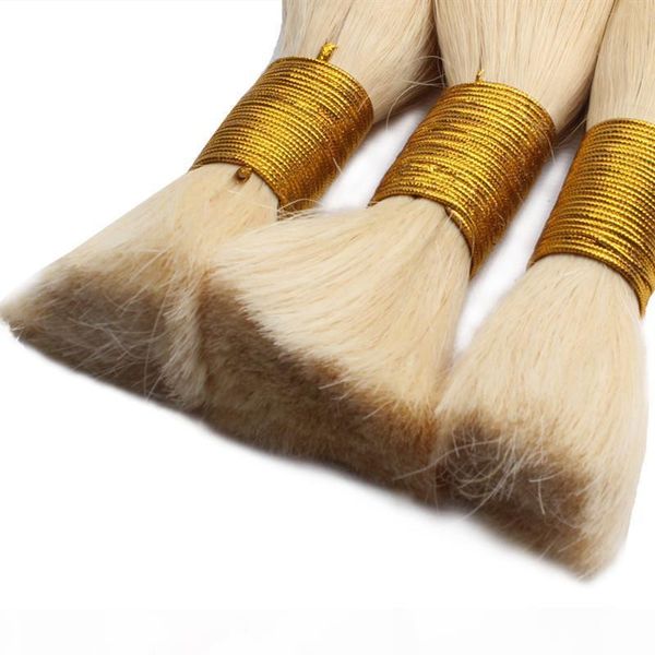 

promotion 613 bleach blonde human braiding hair bulk no weft straight brazilian human hair buy 300gram, Black