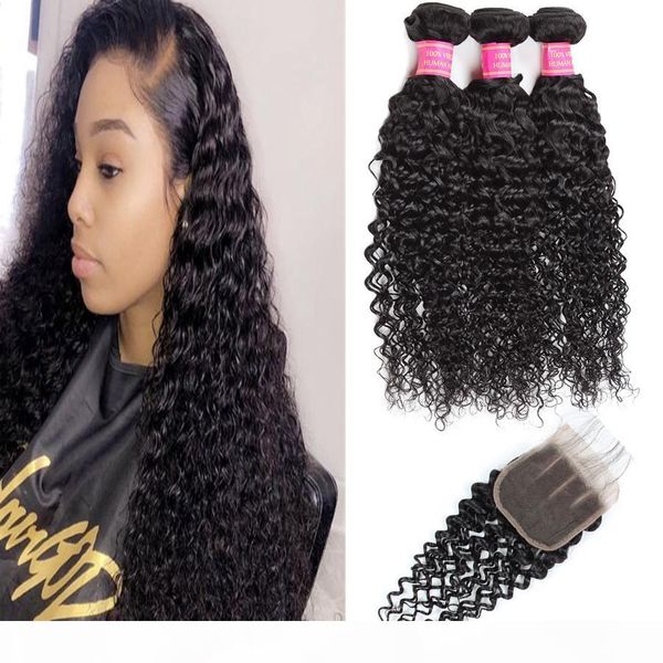 

indian hair extensions yaki straight brazilian hair kinky curly virgin human hair bundles with closure 3pc loose deep wave water wave, Black