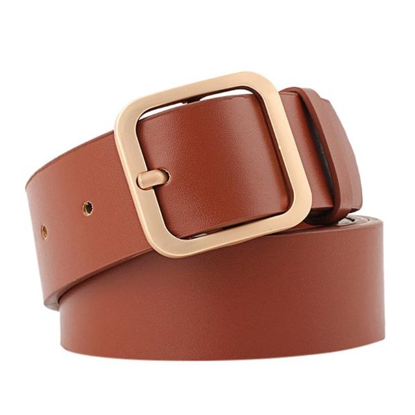 

women belt pu leather luxury strap lady belts for girl new fashion square buckle trend wild decorative belt, Black;brown