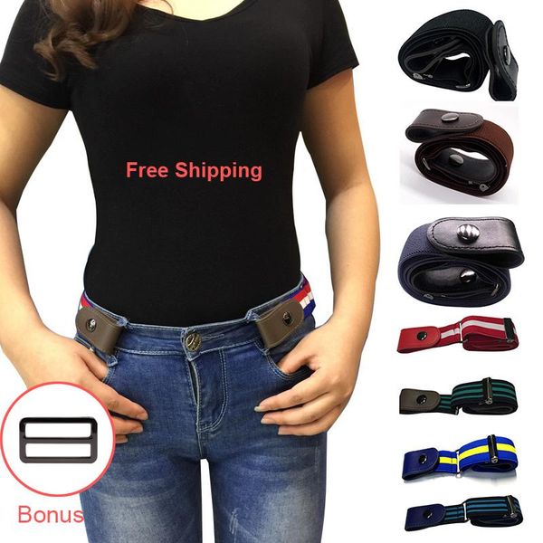 

buckle-elastic belt buckle no buckle stretch belt women's plus belts for jeans pants dresses, Black;brown