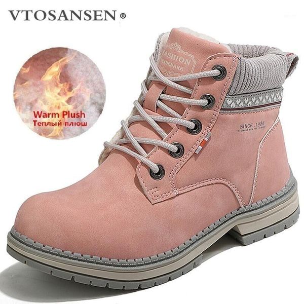 

boots brand warm plush women's outdoor non-slip winter women hiking waterproof leather snow fashion ankle1, Black