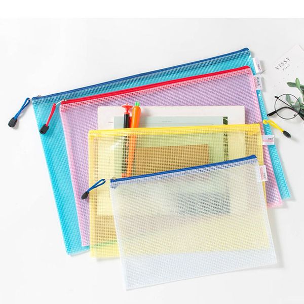 

10pcs portable thickened file folder organizer bag mesh zipper transparent file folder pvc bags storage organizer vtky2296
