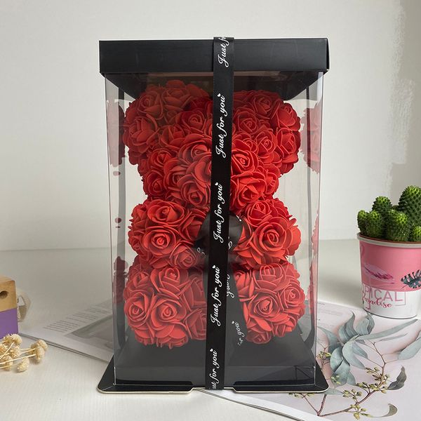 

2021 25cm soap foam bear of roses teddi bear rose flower artificial new year gifts for women valentines gift christmas