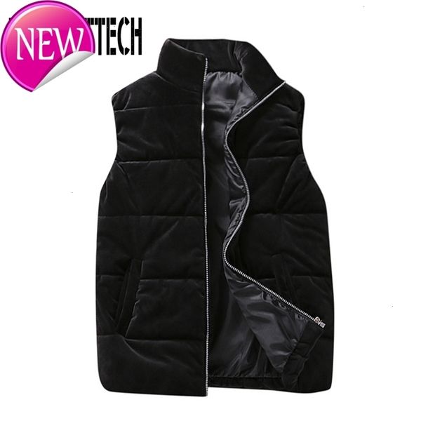 

autumn winter mens vest cotton thick warm sleeveless jackets male gold velvet waistcoat mens fashion vest coat plus size 4xl 5xl, Black