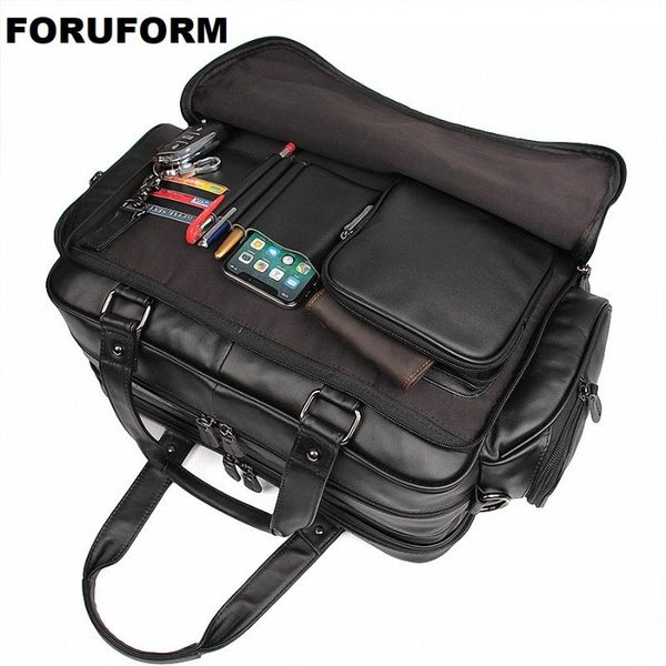 

luxury men leather briefcase business bag genuine leather 15.6 inch lapbag office shoulder tote li-2230