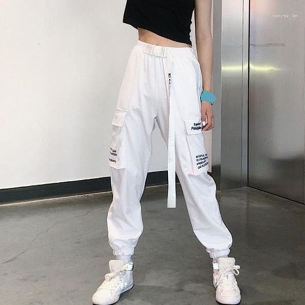 

wish women mid rise sportswear pants cargo trousers pants casual joggers running hip hop style streetwear autumn1, Black;white