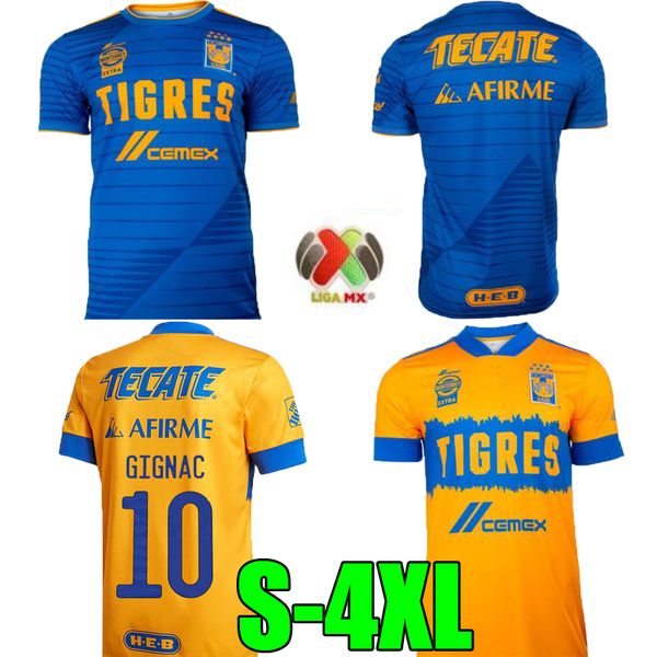 

20 21 7 star naul tigres home soccer jerseys 2020 tigres away blue gignac camiseta de foot maillot soccer shirt third football uniform s-4xl, Black;yellow