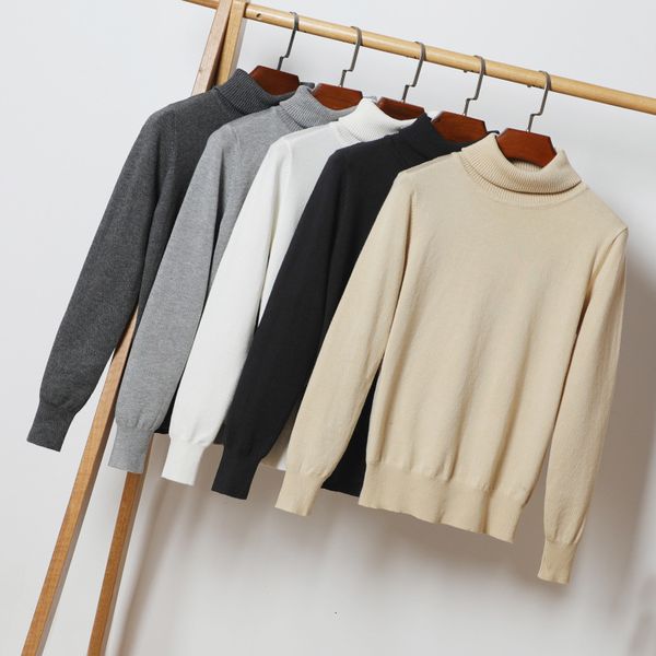 

2021 new thick turtleneck warm women autumn winter knitted femme pull high elasticity soft female pullovers sweater qxby, White;black