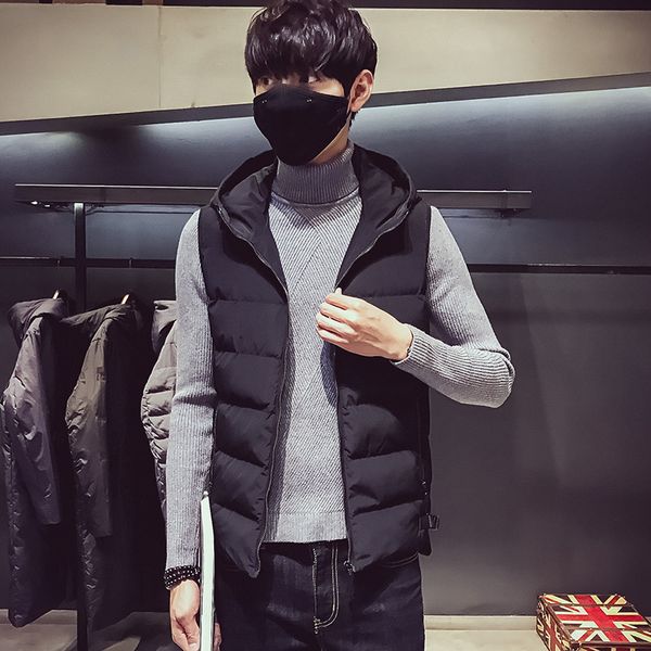 

ay018 p40 winter men's solid color slim simple waistcoat city north, Black;white