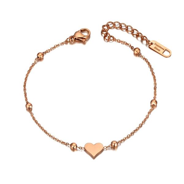 

stainless steel heart charm bracelets for women girls cute/romantic rose gold chain link bracelet jewelry b20069, Black