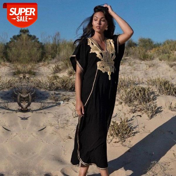 

100% cotton long beach dress beach coverups for women pareo de plage swimsuit cover up sarongs swimwear kaftan #q660 #uu9f, White;black