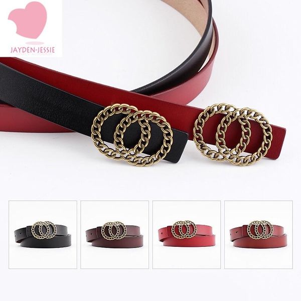 

2020 fashion leather double buckle belt fashion ladies casual cowhide belt decoration jeans high-end designer gift, Black;brown