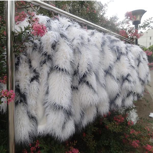 

men's leather & faux wholesale- s-3xl fall winter men fashion fur trench wool coat mens long design furry jackets coats shaggy jacket w, Black