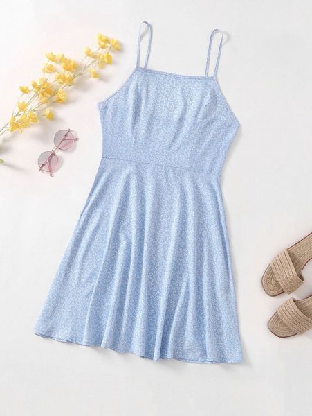 

plus allover plants cami dress u7az#, Black