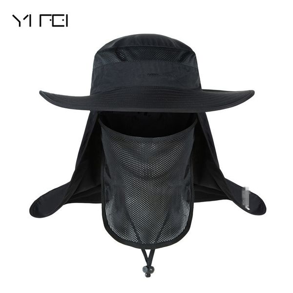 

yifei waterproof big bucket hats with a wide brim new summer wind-proof sun hat spf 30+ uv protection fishing hat fisherman cap y200714, Blue;gray
