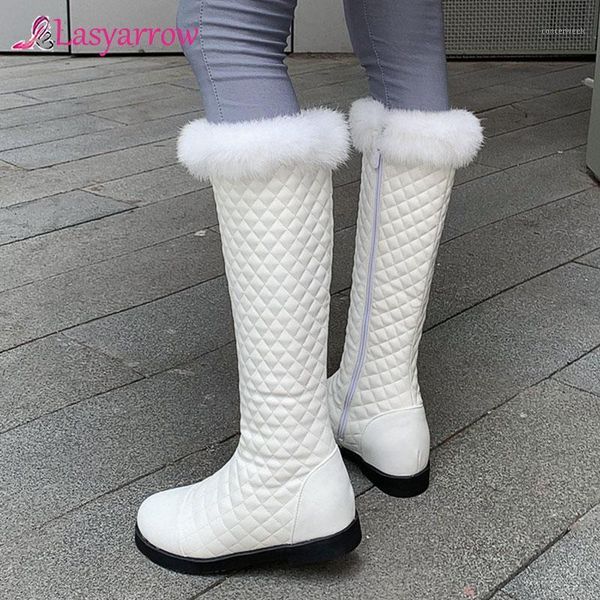 

boots lasyarrow arrivals big size 32-43 knee high woman shoes zip up add fur concise women snow female1, Black