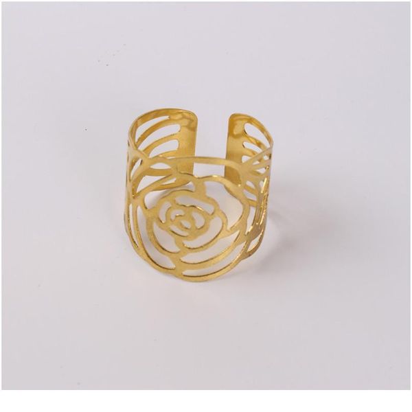 

50pcs/lot rose hollow carving metal napkin ring for chairs buckles for wedding event party banquet napkin rings de qylboo