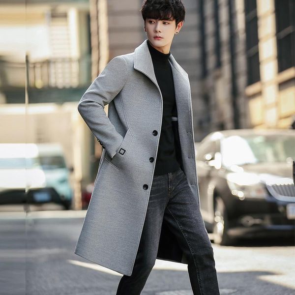 

men's trench coats korean style harajuku casual loose cardigan winter oversized long sleeve moda hombre clothing db60fy, Tan;black