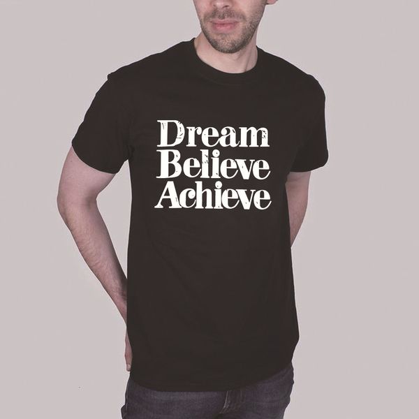 

large men's dream print round neck casual short sleeve t-shirt for men and women, White;black