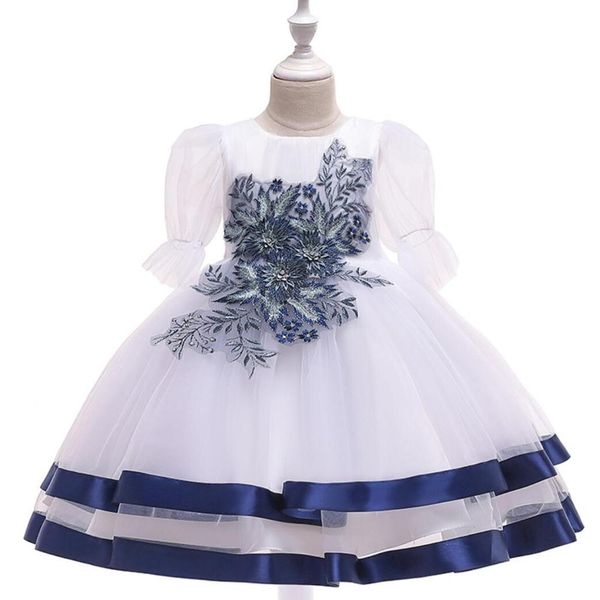 

children's white gauze princess dress bubble wedding gown piano performance dress christmas, Red;yellow