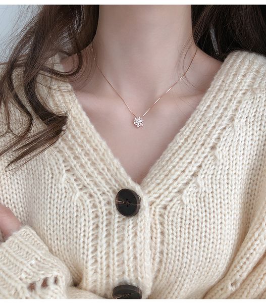 

amazon 14k flashing bling diamond snowflake snake bone clavicle chain 2021 new trendy luxury temperament long last necklace for women, Silver