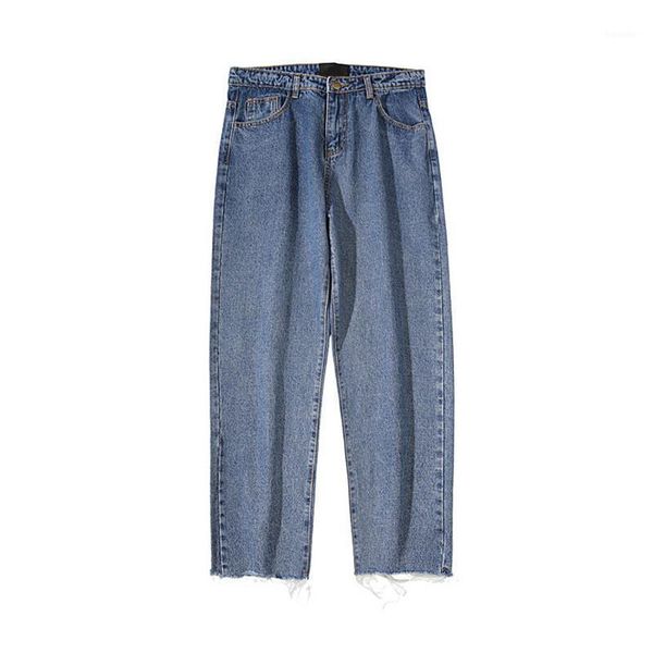 

men's jeans wholesale 2021 fashion workwear casual pants men's japanese harajuku brand retro original color straight denim men1, Blue