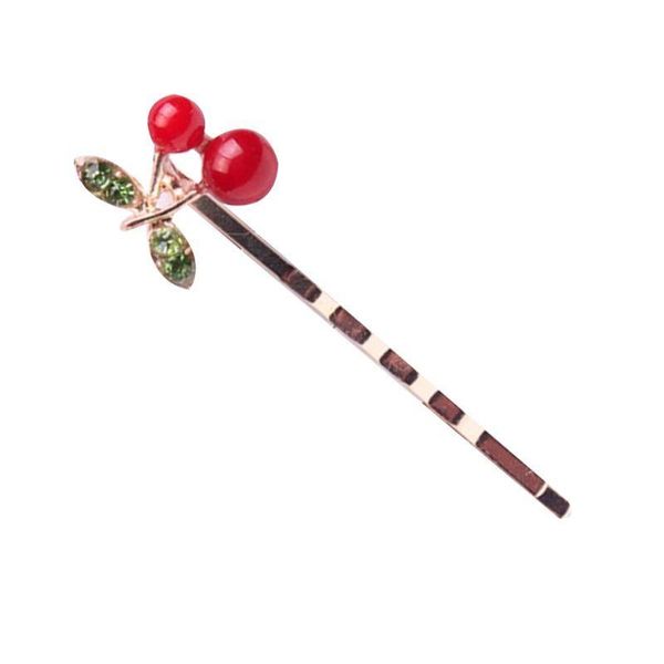 

2pcs minimalist jewelry boutique hair clip ladies girl cute faux crystal cherry fruit wavy bobby pin student side bangs bbygns, Silver