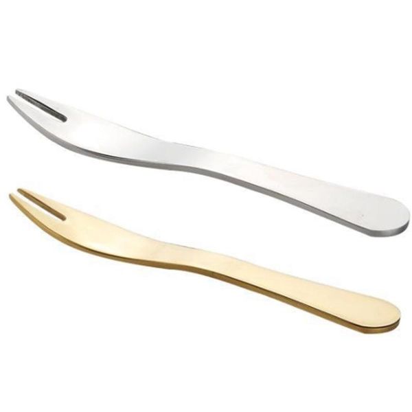 

forks stainless steel two-tine flatware fruit fork birthday party pick snack dessert fork, 5pcs