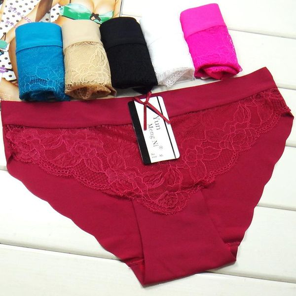 

3pcs/lot new women's panties girl briefs spot ice silk ladies underwear seamless one-piece women's briefs 89063, Black;pink