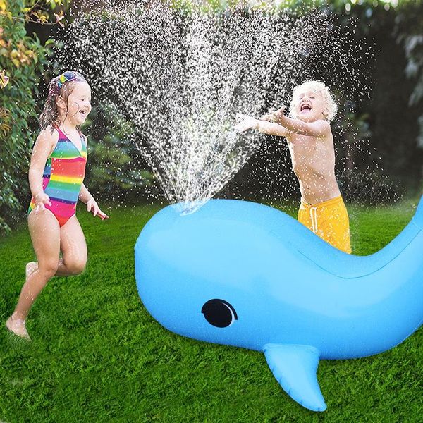 

funny inflatable cool summer heat escape water spray blue inflatable whale toys outdoor lawn party amusement equipment children wmtxpk