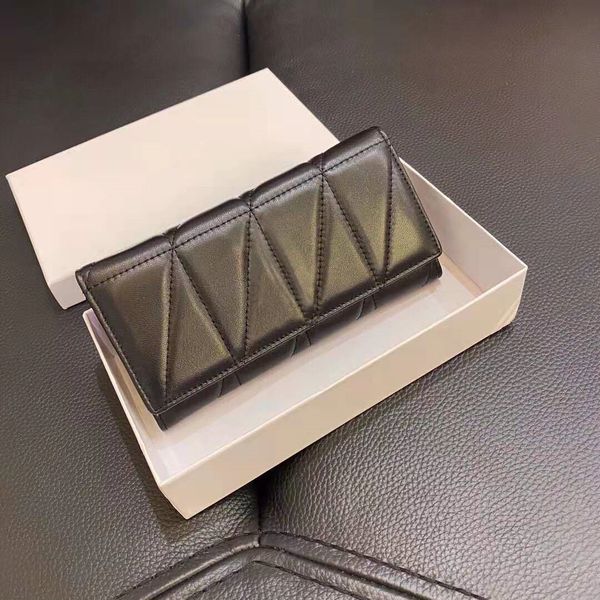 

luxurys designers bags women original sheepskin long wallet purse cluth bags fashion credit card holder with box, Red;black