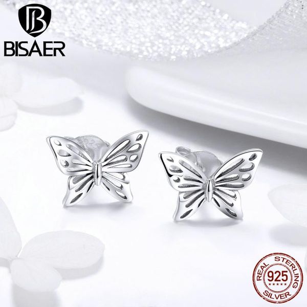 

bisae vintage 925 sterling silver fashion butterfly insect stud earrings for women small silver earrings jewelry brincos ece452, Golden;silver
