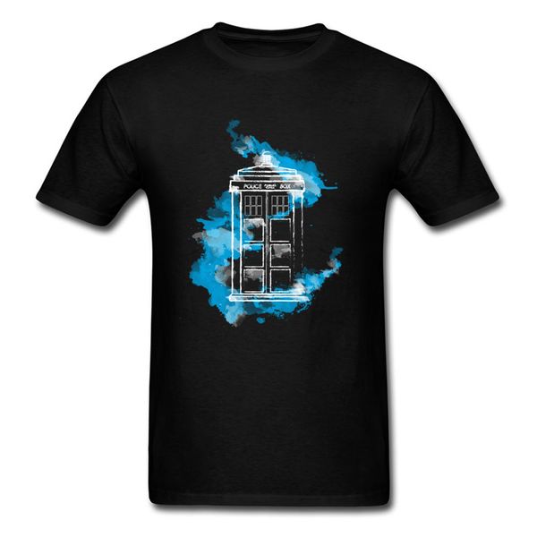 

2018 fashion doctor who black t-shirt custom men's short sleeve tee shirt watercolor police box print sport hooded sweatshirt hoodie