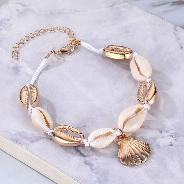 

iparam vintage gold anklet female shell charm beach geometry sequins bracelet & anklet 2019 wholesale boho foot qylntc, Red;blue