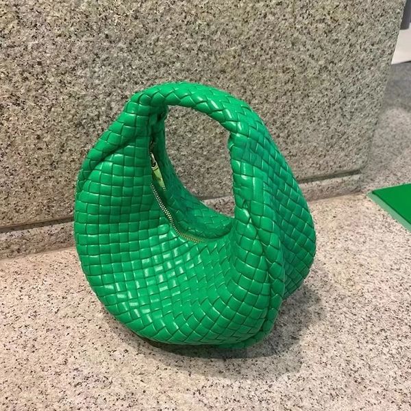 

handmade woven bags green black lady hobo real leather handle designer clutches handbags luxury fashion totes purses bag