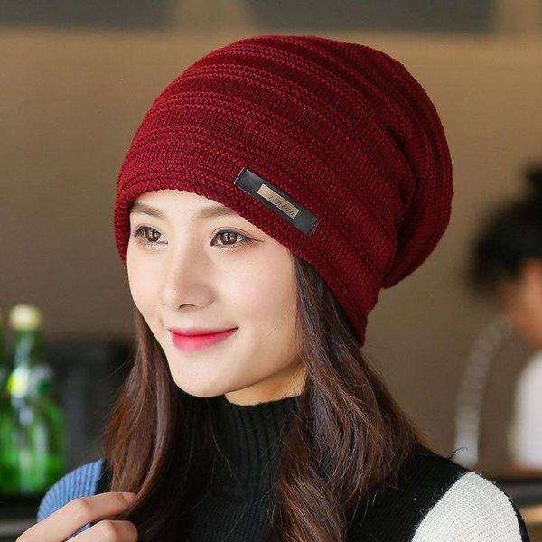 

женщины beanies knit hat winter cap для man шерсть вязаная шапка девушки сгущает хеджирование cap балаклава skullies мода теплый knit beanie, Black;white