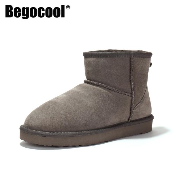 

begocool women snow boots classic designer genuine cow suede australia warm winter boots woman shoes botas grey for cheap, Black