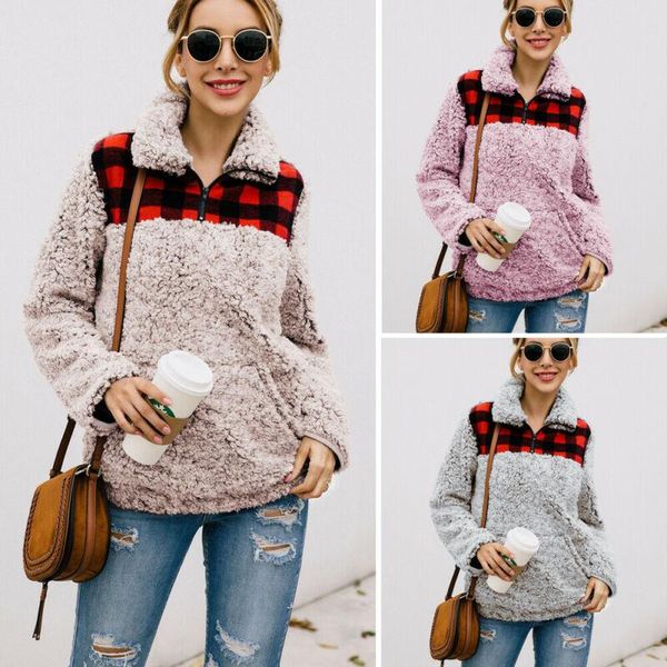 

new women's fleece jackets teddy bear winter coats winter warm pullover shaggy fluffy outwear, Black;brown