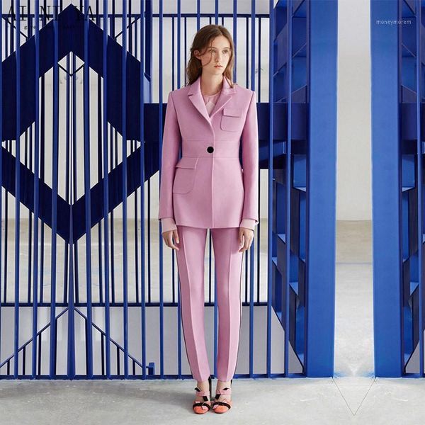 

jacket+pants womens business suit pink female office uniform ladies formal trouser 2 piece blazer evening prom party tuxedos1, White