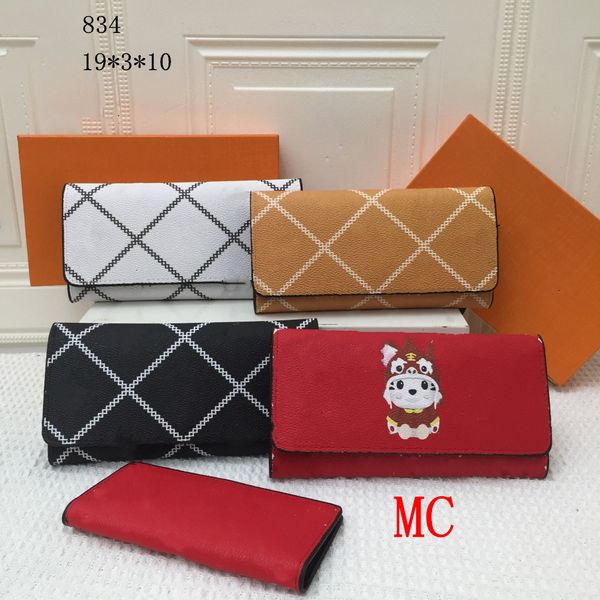 

zz men cardholder purses 2 piece set animal long style wallet leather black tiger letter flowers wallets women luxury coin purse clutch bag, Red;black