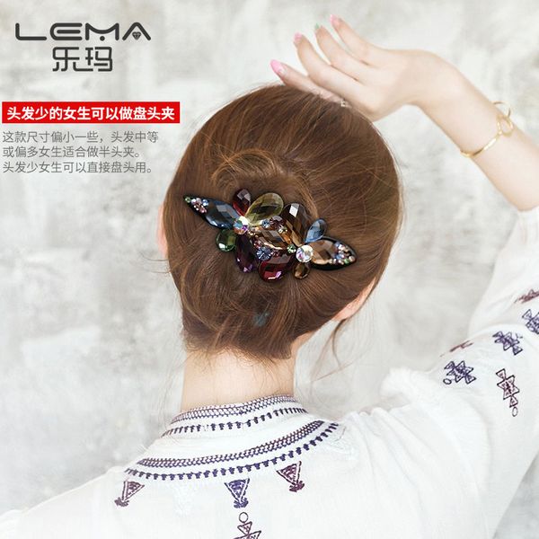 

mbeak lema's new diamond duck inlaid crystal hair medium pan head half clip hairpin headdress mori woman k, Silver