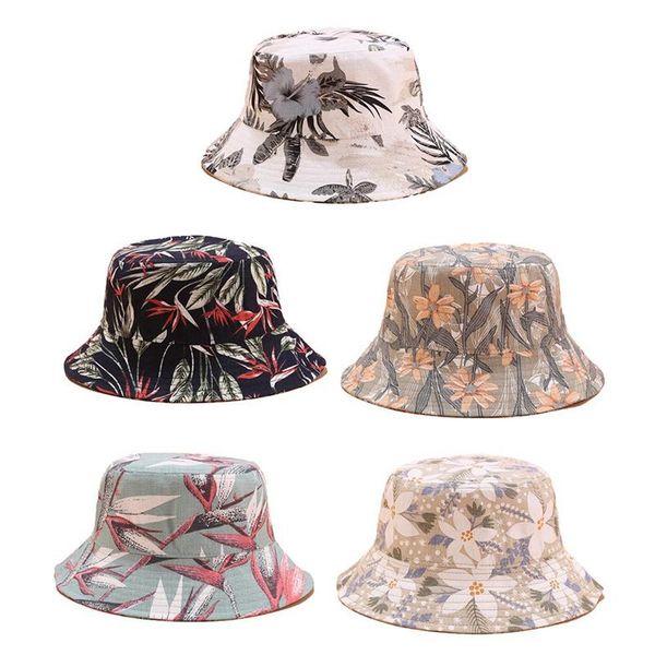 

new flower fisherman hat women female 3d printing flower pot hat summer outdoor flat wild sun basin cap beanies, Blue;gray